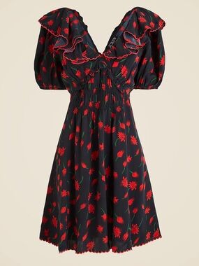 J crew Ruffle-collar mini dress in painted daisy print